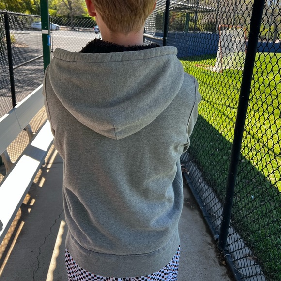 NEW ABERCROMBIE WOLF JAW FAUX FUR JACKET WINTER MEN GREY WARM SHERPA SWEATSHIRT - Picture 9 of 14